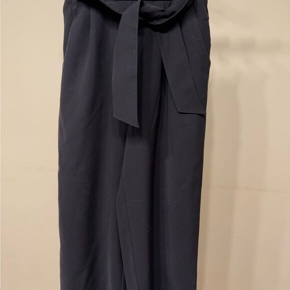 Lululemon sz 4 Crop Black Wide-Leg Pants with Tie Waist - Picture 1 of 3